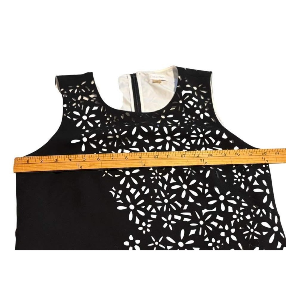 Sleeveless Black Dress Floral Laser Cut. Cocktail Wedding Guest Elegant SZ 8 - Picture 9 of 14